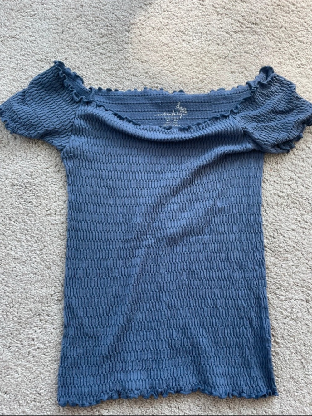 Free People Smocked Off-Shoulder Top - Blue